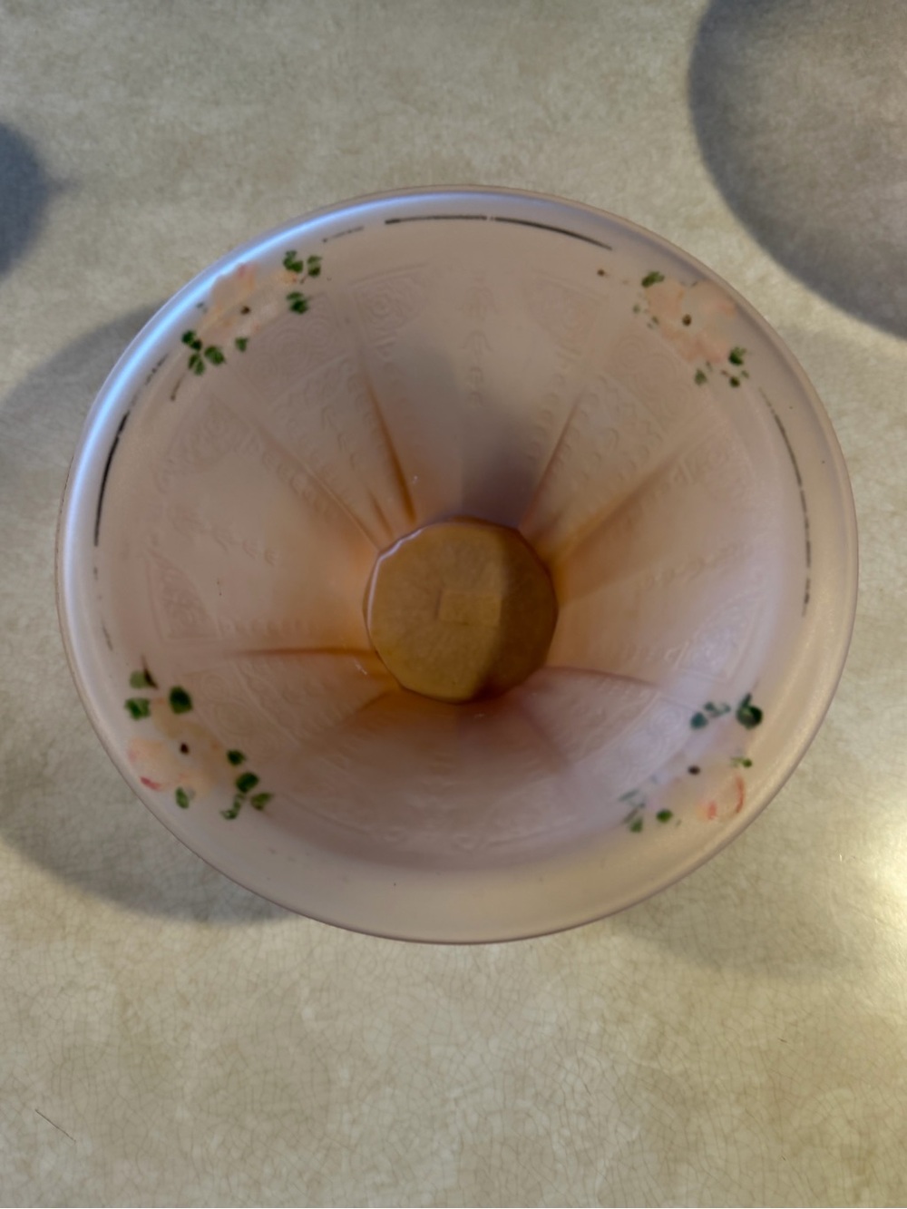 Vintage Hocking Glass Princess Satin Pink Depression Hat Bowl Handpainted (RARE)